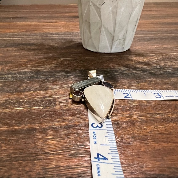 Sterling Silver 925 Multi Gemstone Moonstone Garnet Amethyst Kyanite Pendant - Picture 9 of 10